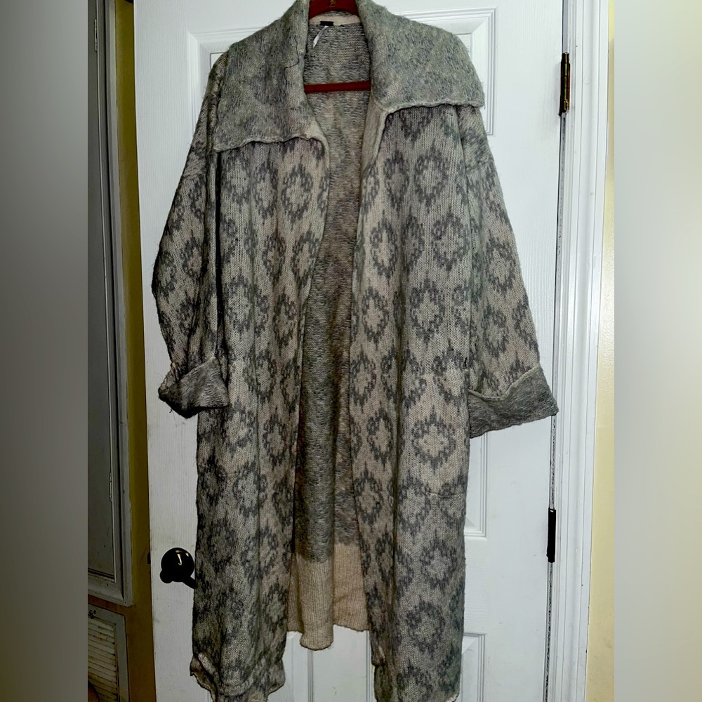 Free people icy diamonds sweater coat jacket